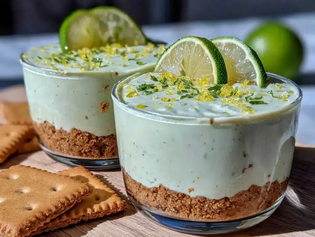 creamy no-bake key lime pie cheesecake cups - featured image