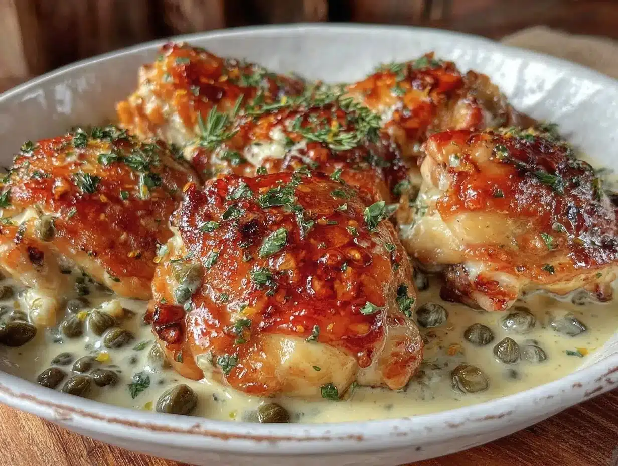 creamy one-pan lemon artichoke chicken thighs preparation steps