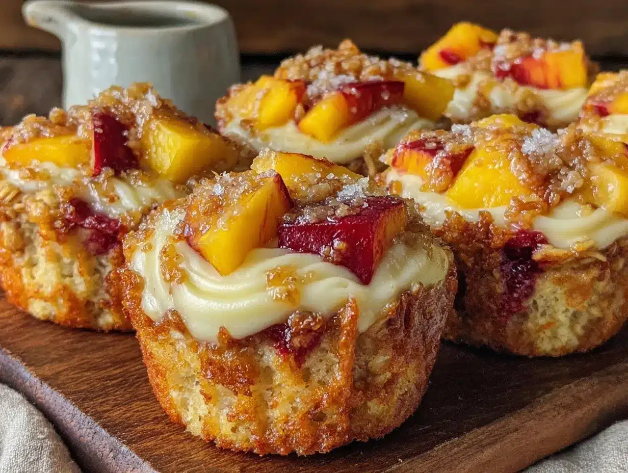 creamy peach cream cheese baked oatmeal cups preparation steps