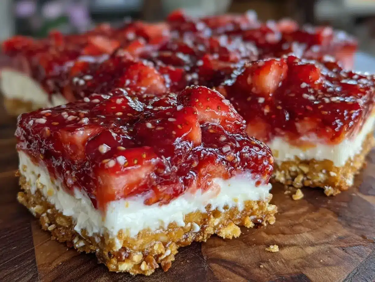 creamy strawberry pretzel salad bars preparation steps