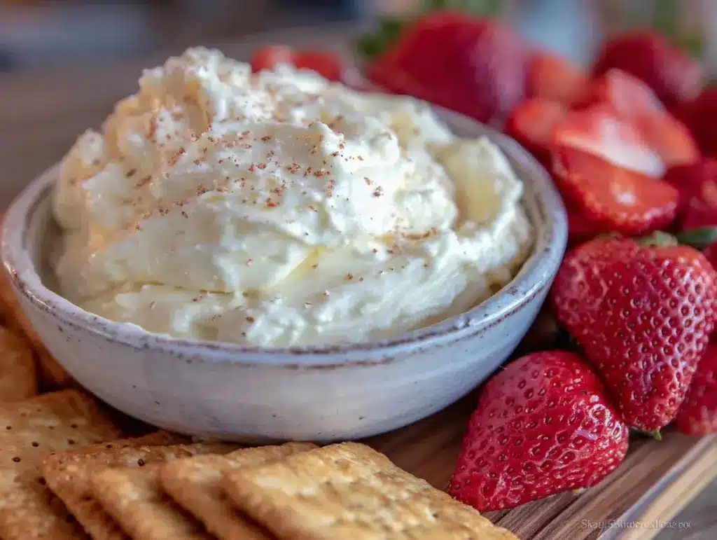 creamy sugar cookie frosting cheesecake dip - featured image