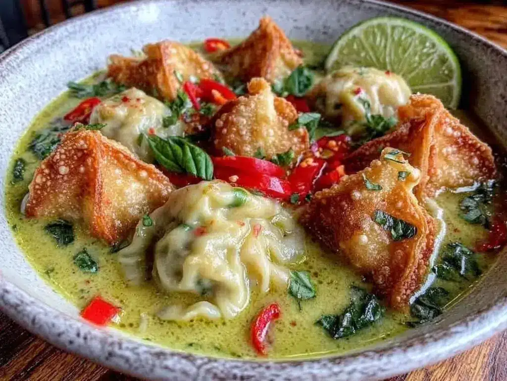 creamy Thai green curry dumpling soup - featured image