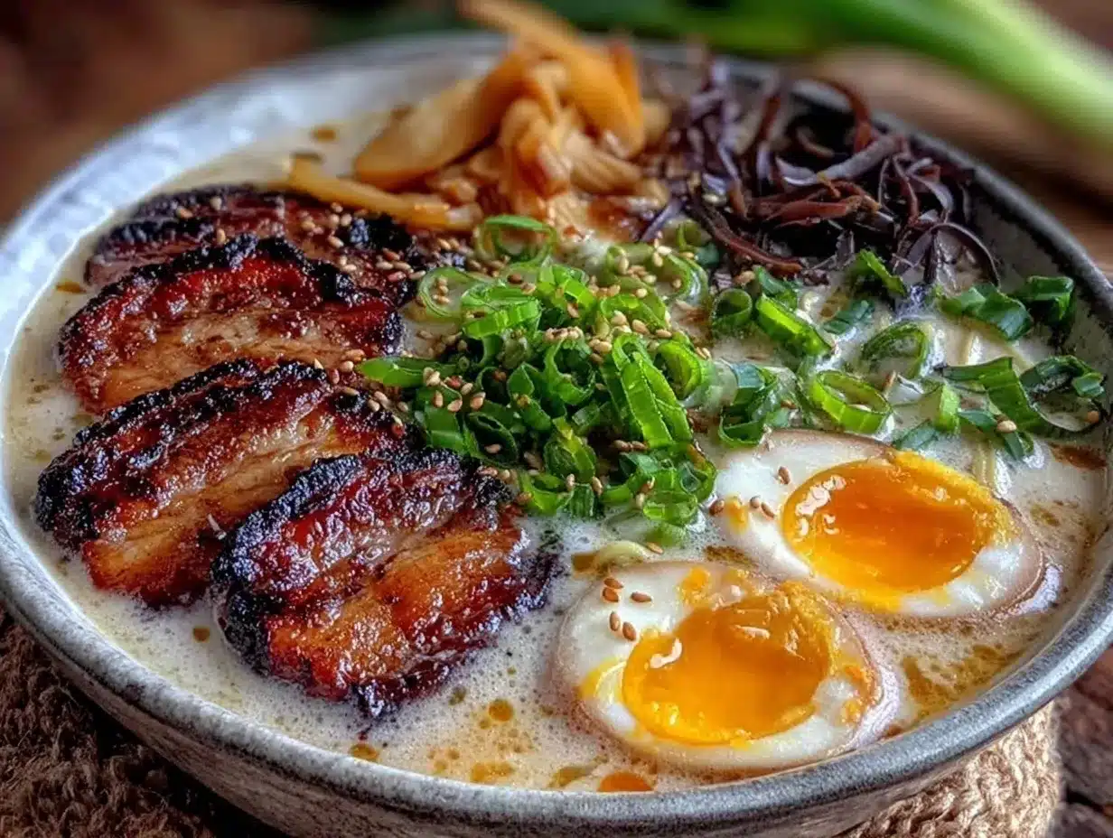creamy tonkotsu style pork ramen bowl recipe preparation steps