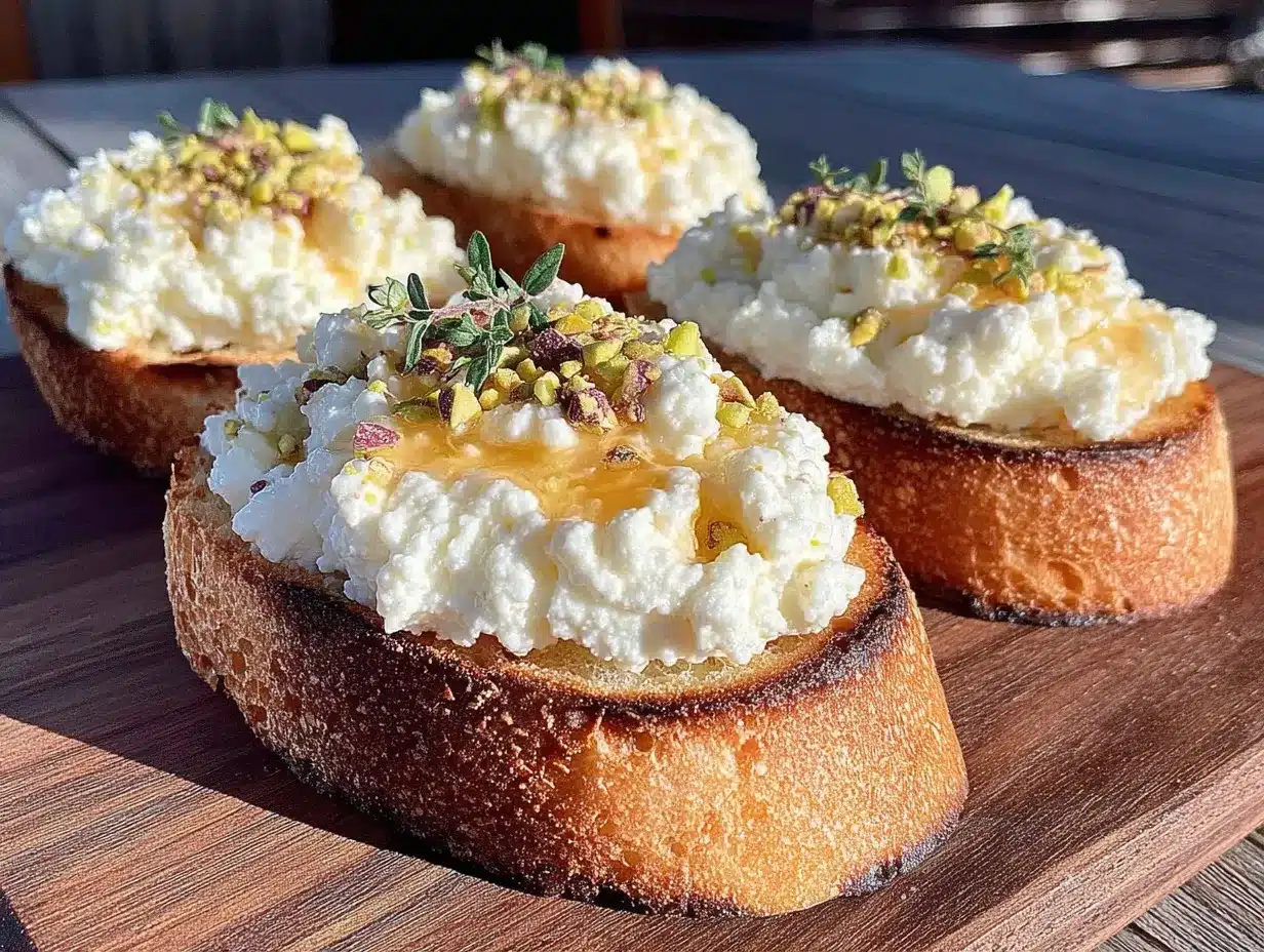 creamy whipped feta crostini preparation steps