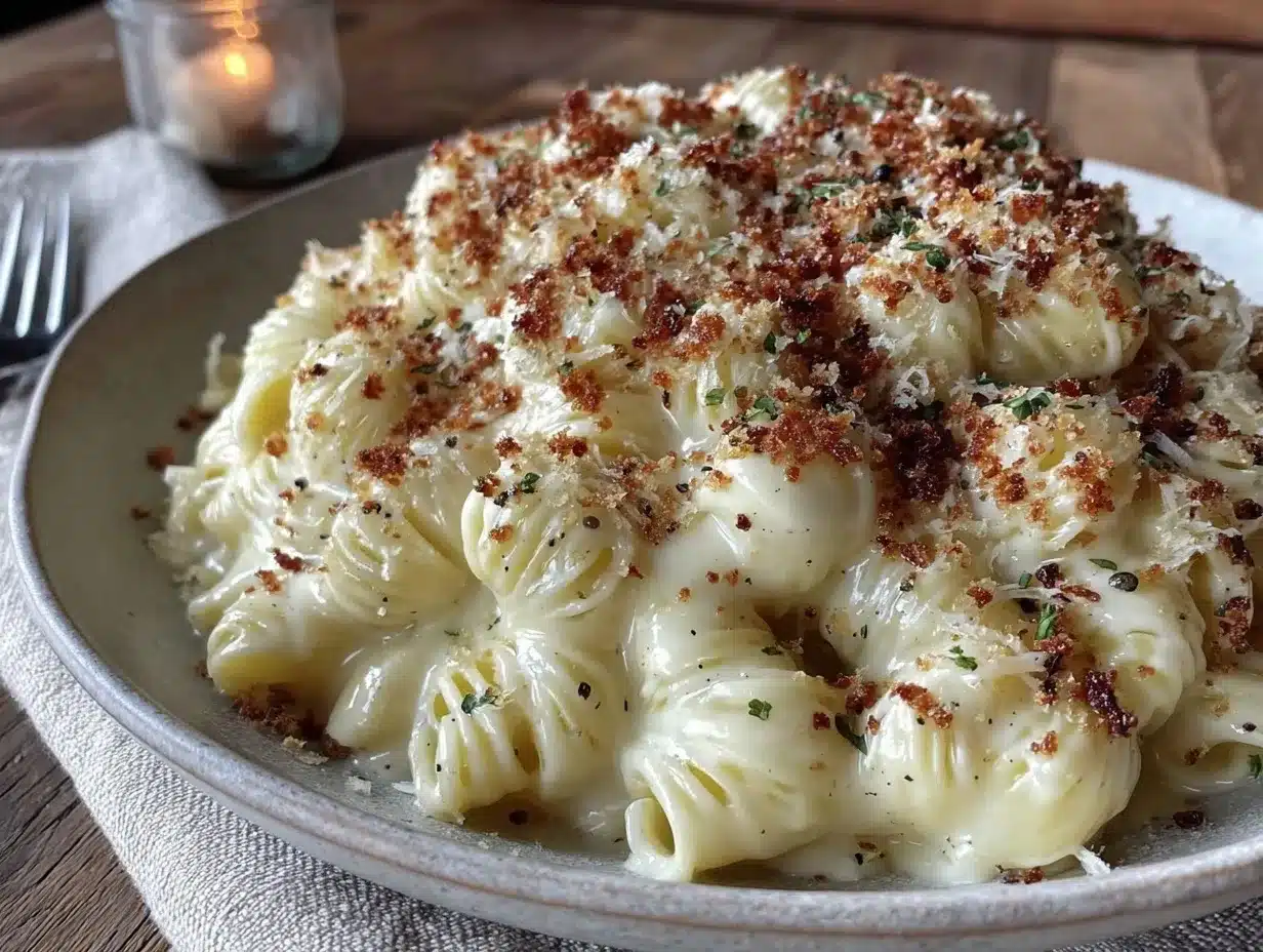 creamy white cheddar mac and cheese with truffle oil preparation steps