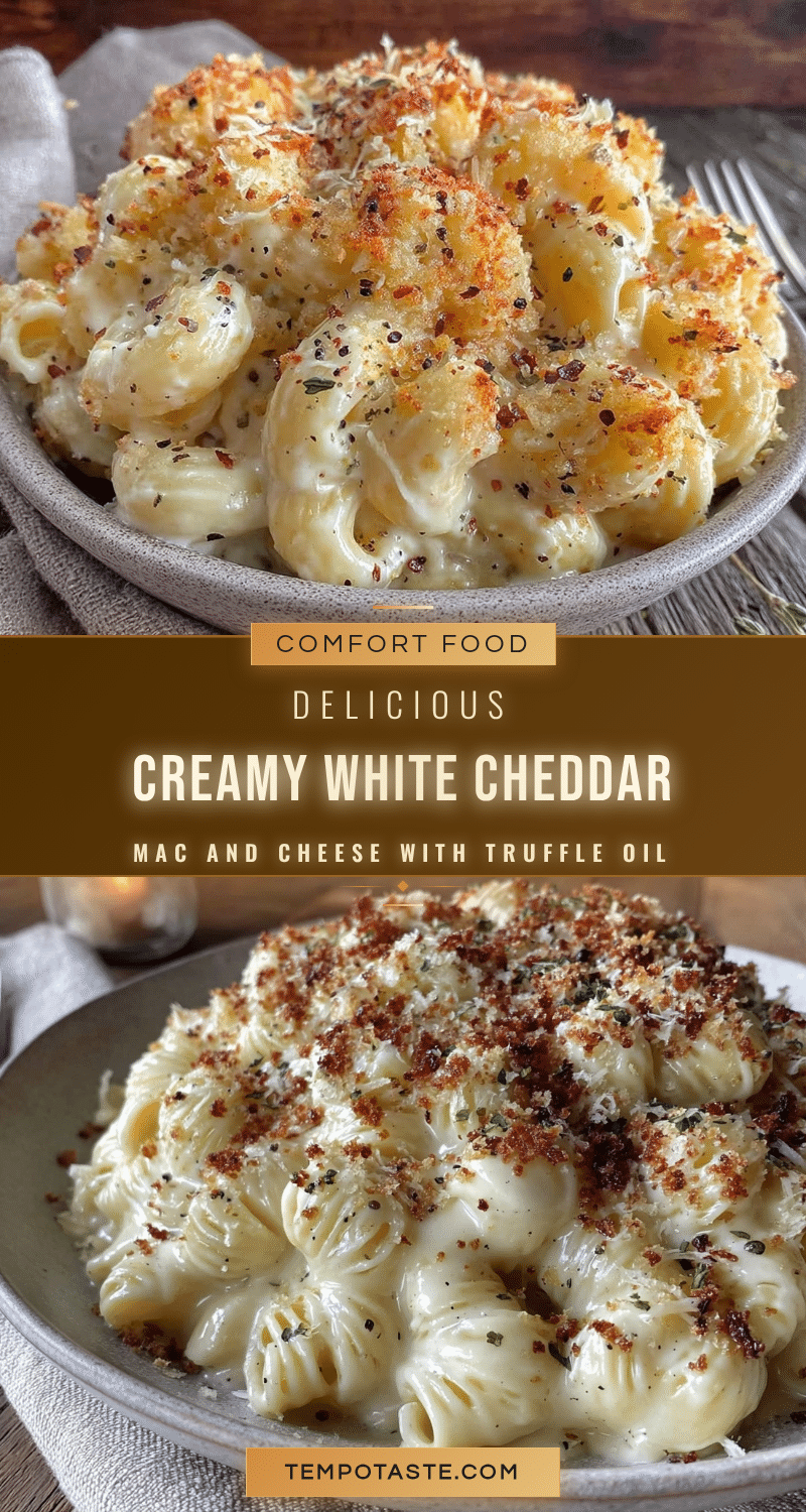 creamy white cheddar mac and cheese with truffle oil recipe