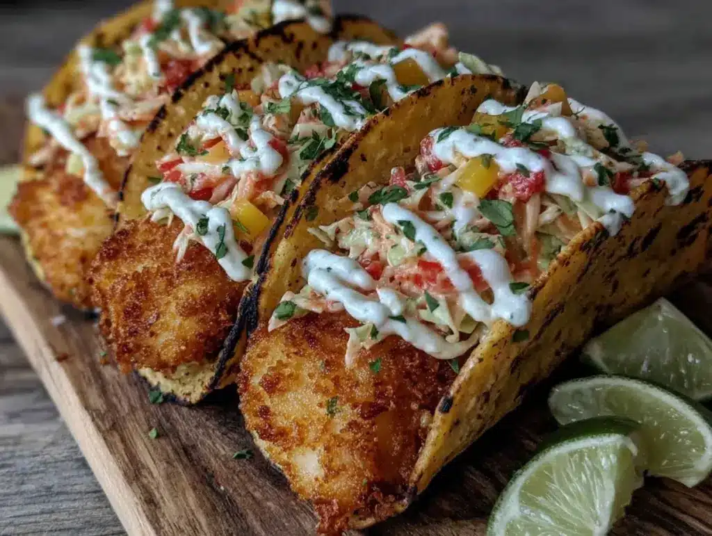 crispy air fryer fish tacos - featured image