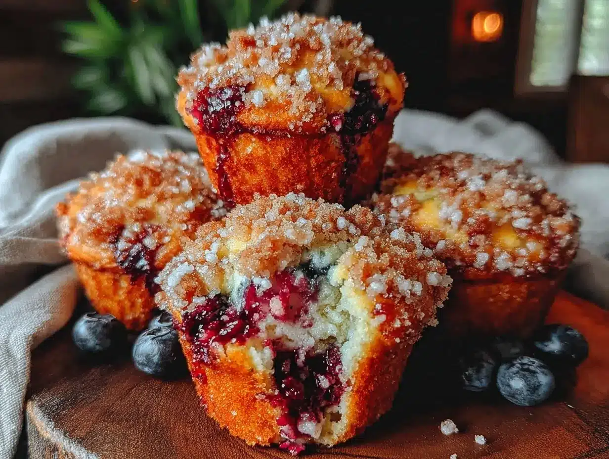 crispy bakery-style blueberry muffins preparation steps