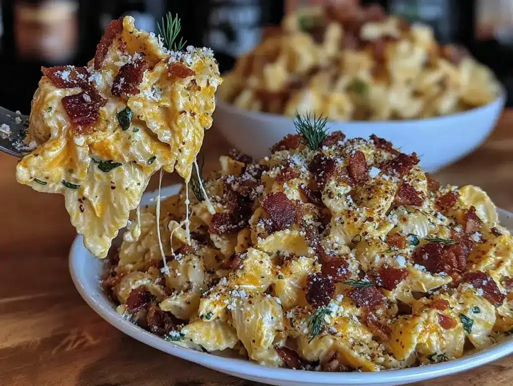 crispy deviled egg pasta salad - featured image