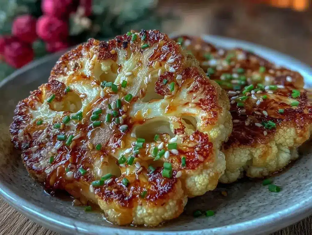 crispy miso butter roasted cauliflower steaks - featured image