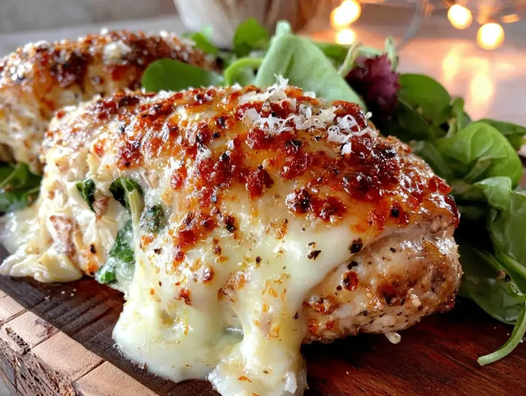 crispy one-pan spinach and artichoke stuffed chicken breast - featured image