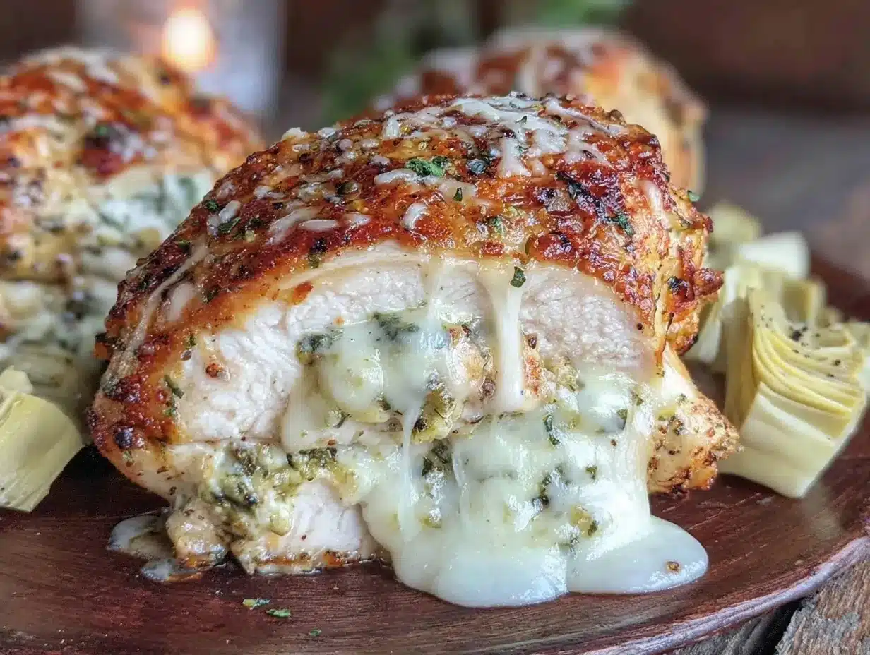 crispy one-pan spinach and artichoke stuffed chicken breast preparation steps