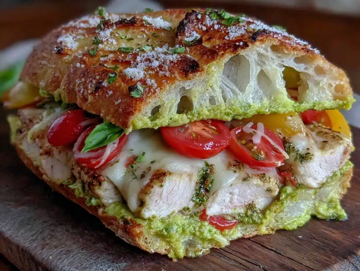 crispy pesto chicken caprese panini preparation steps