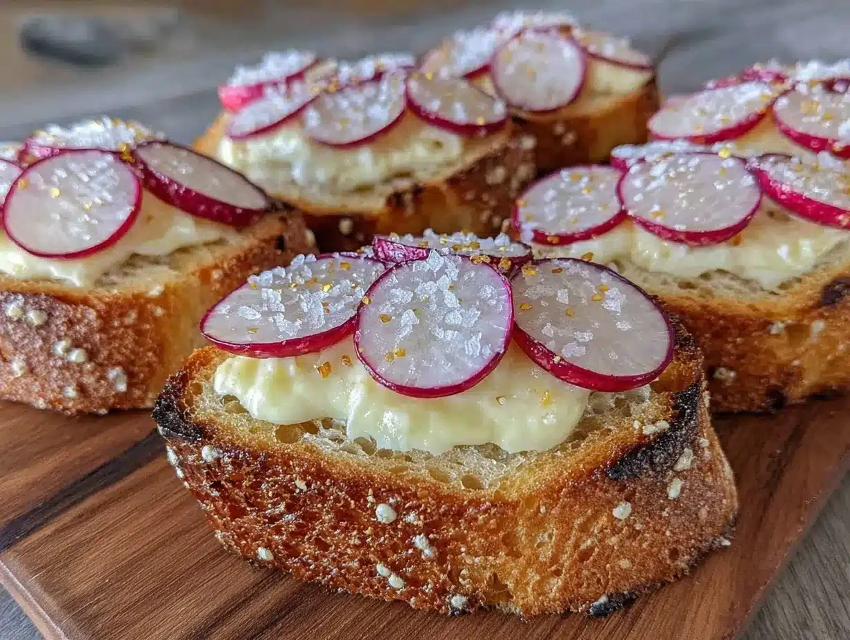 crispy radish and butter crostini preparation steps