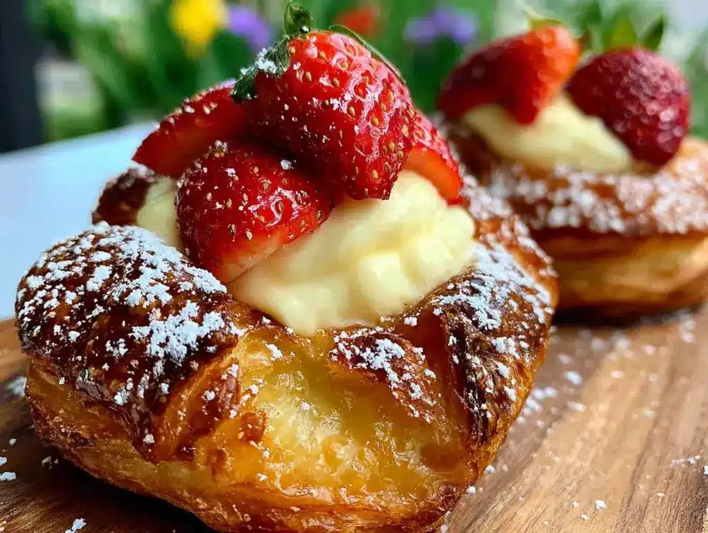 crispy spring strawberry cream cheese danish - featured image