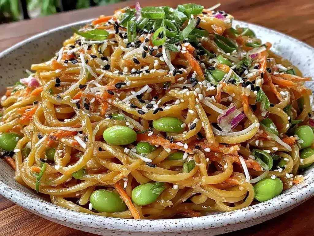 easy asian sesame noodle salad - featured image