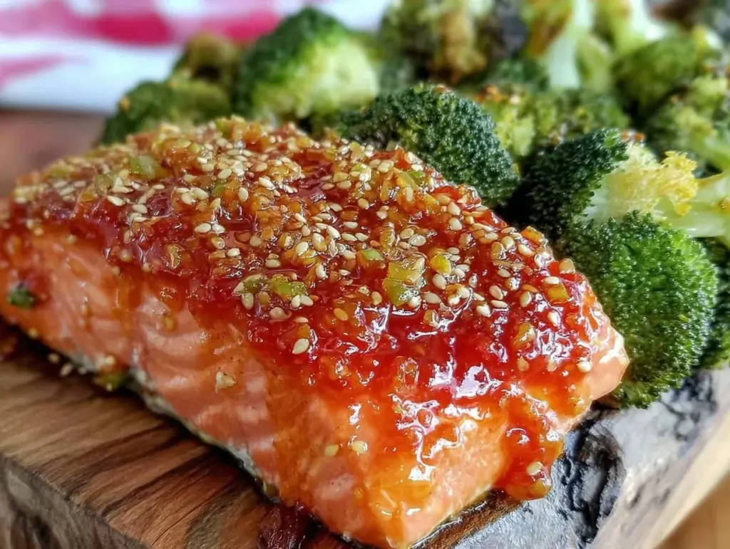 easy crispy teriyaki salmon sheet pan dinner - featured image
