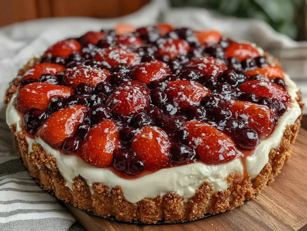 Easy Red White and Blue Berry Tart preparation steps
