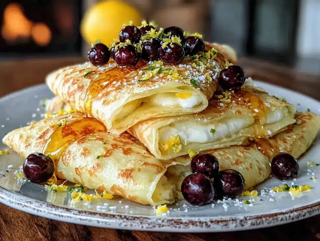fluffy lemon ricotta crepes - featured image