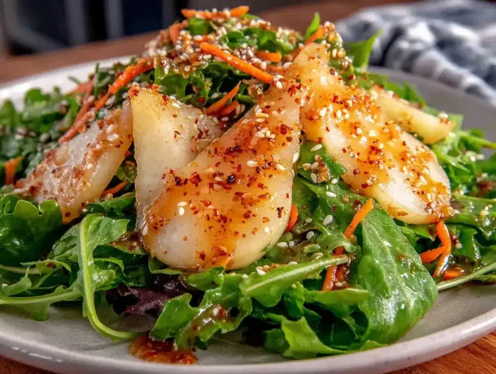 fresh asian pear and arugula salad - featured image