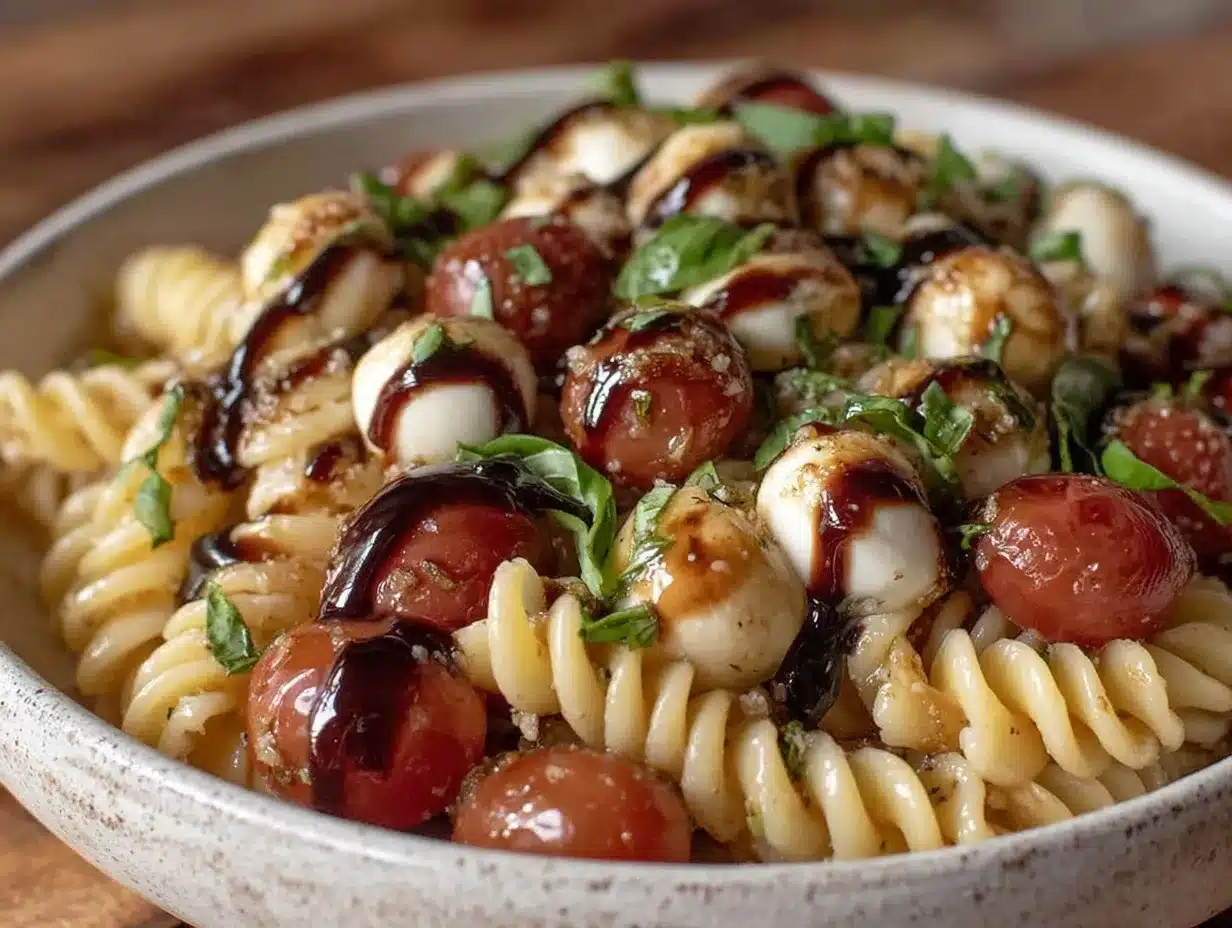 fresh caprese pasta salad preparation steps