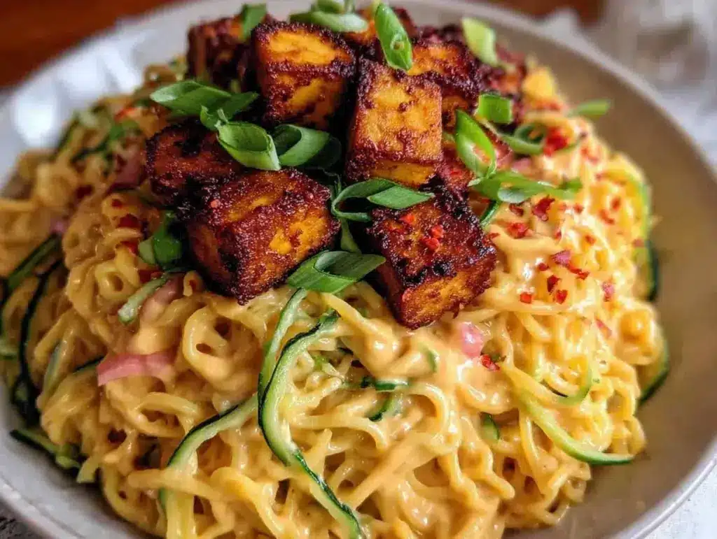 fresh cold sesame peanut noodle bowl - featured image
