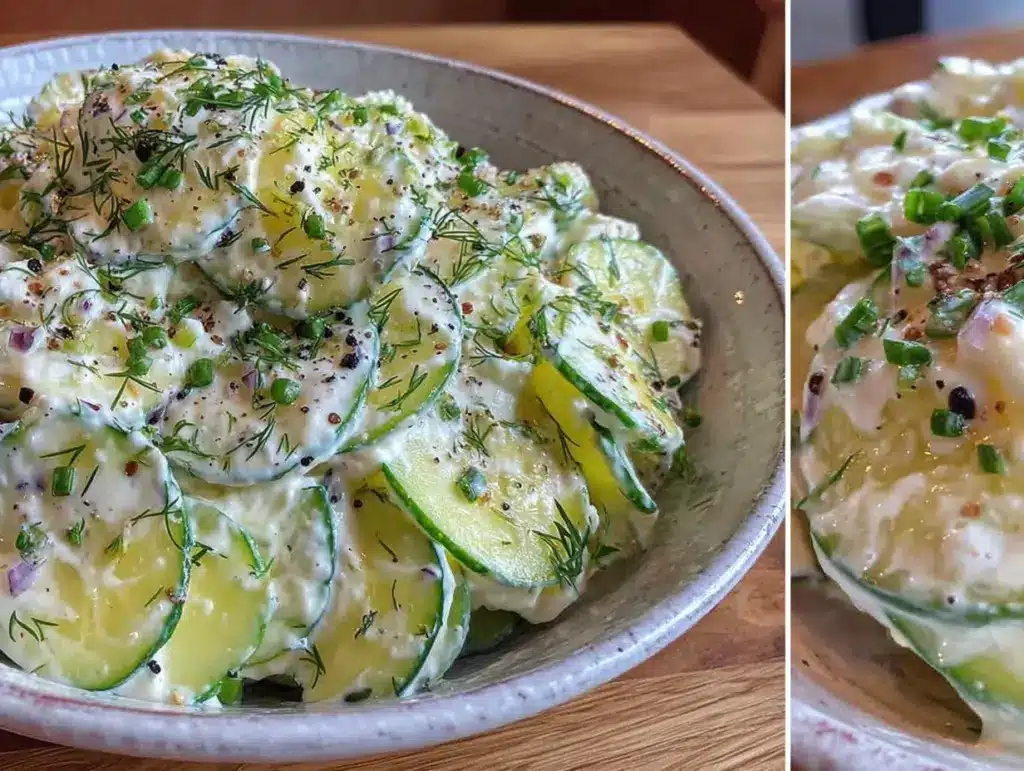 fresh creamy dill cucumber salad - featured image