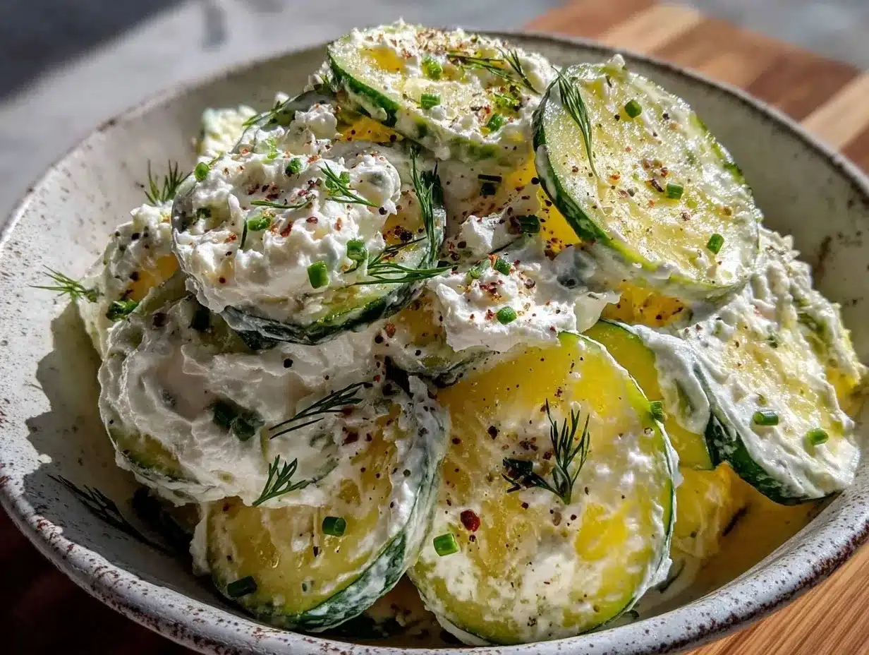 fresh creamy dill cucumber salad preparation steps