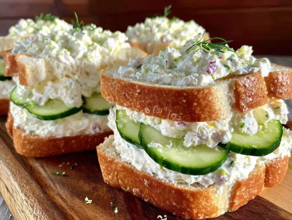 fresh cucumber cream cheese tea sandwiches - featured image