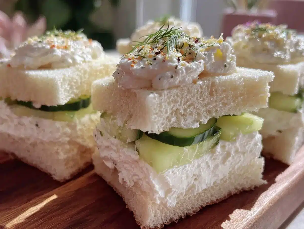 fresh cucumber cream cheese tea sandwiches preparation steps
