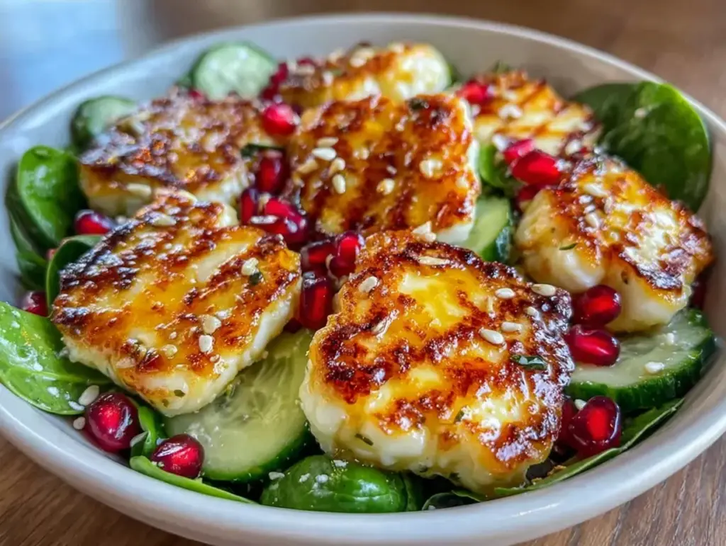 fresh grilled halloumi salad - featured image