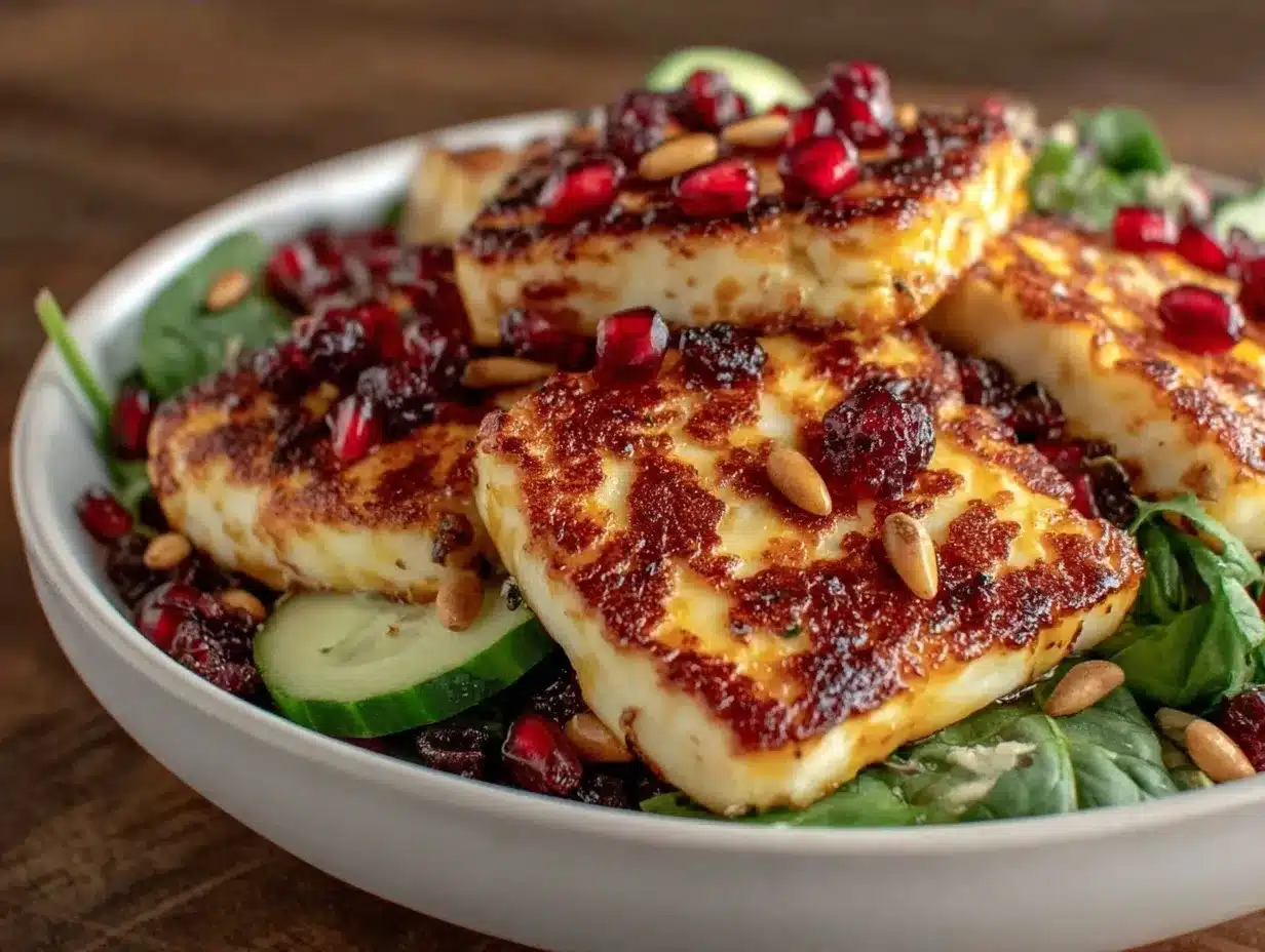fresh grilled halloumi salad preparation steps