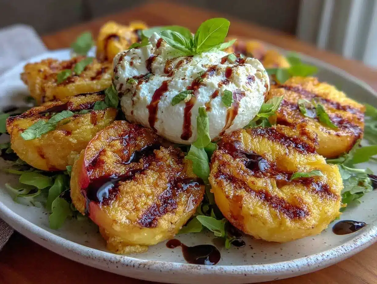fresh grilled peach burrata salad preparation steps