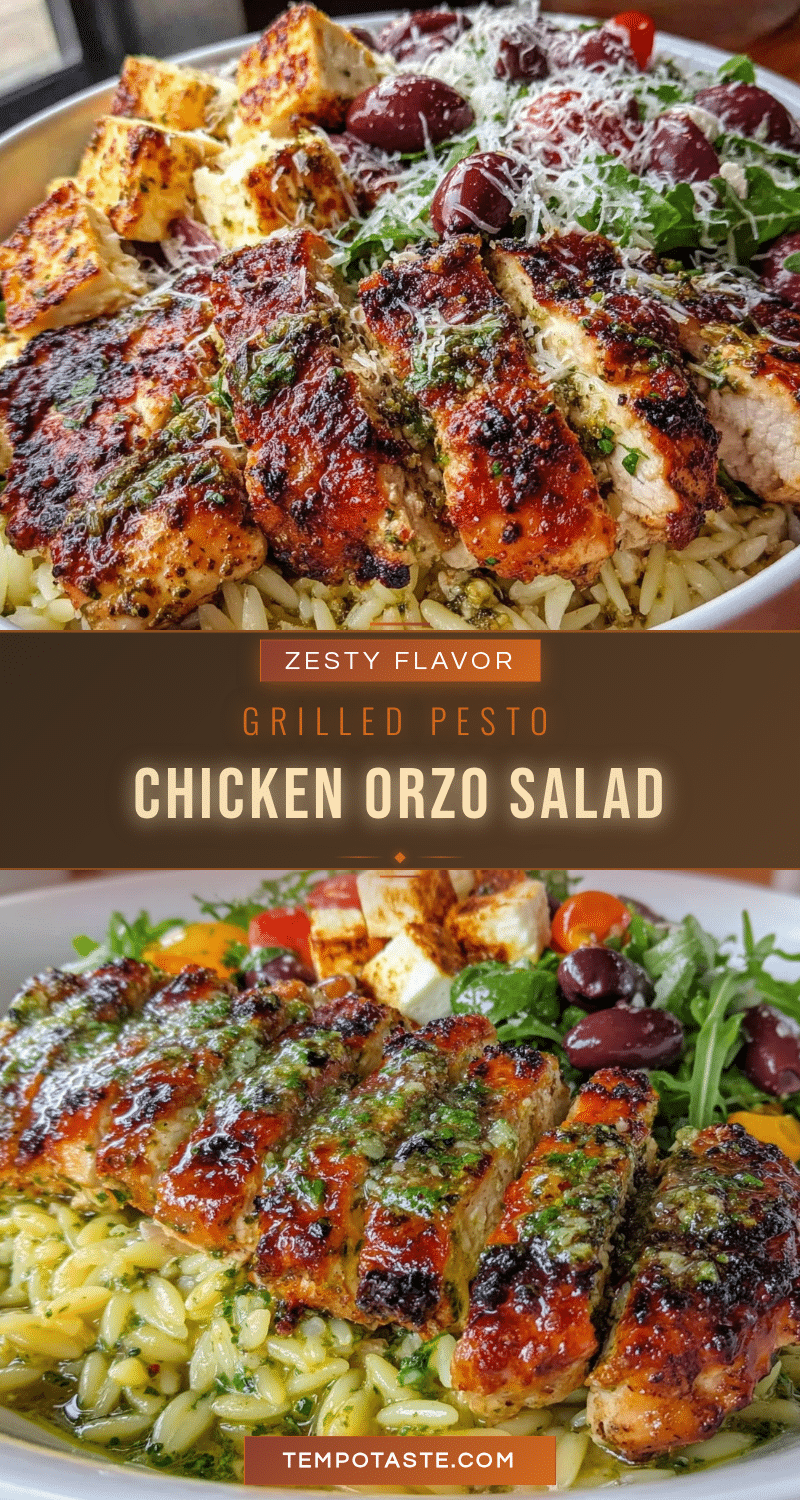 fresh grilled pesto chicken orzo salad recipe