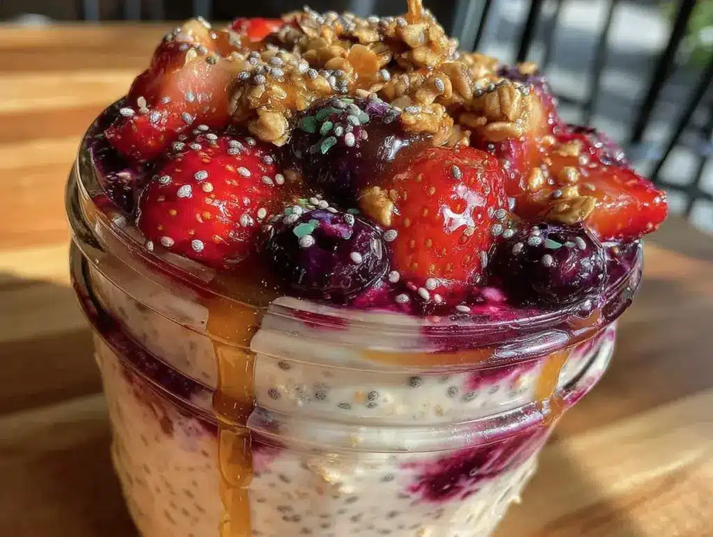 fresh healthy berry overnight oats - featured image