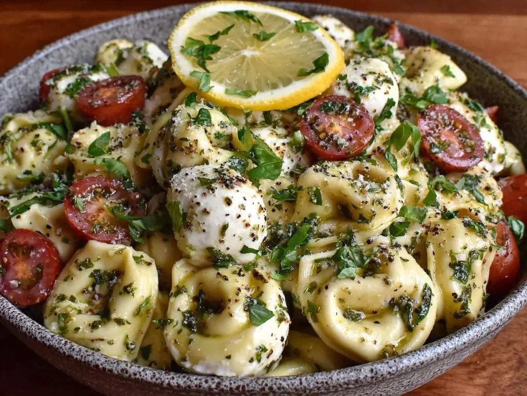 fresh lemon herb tortellini salad - featured image