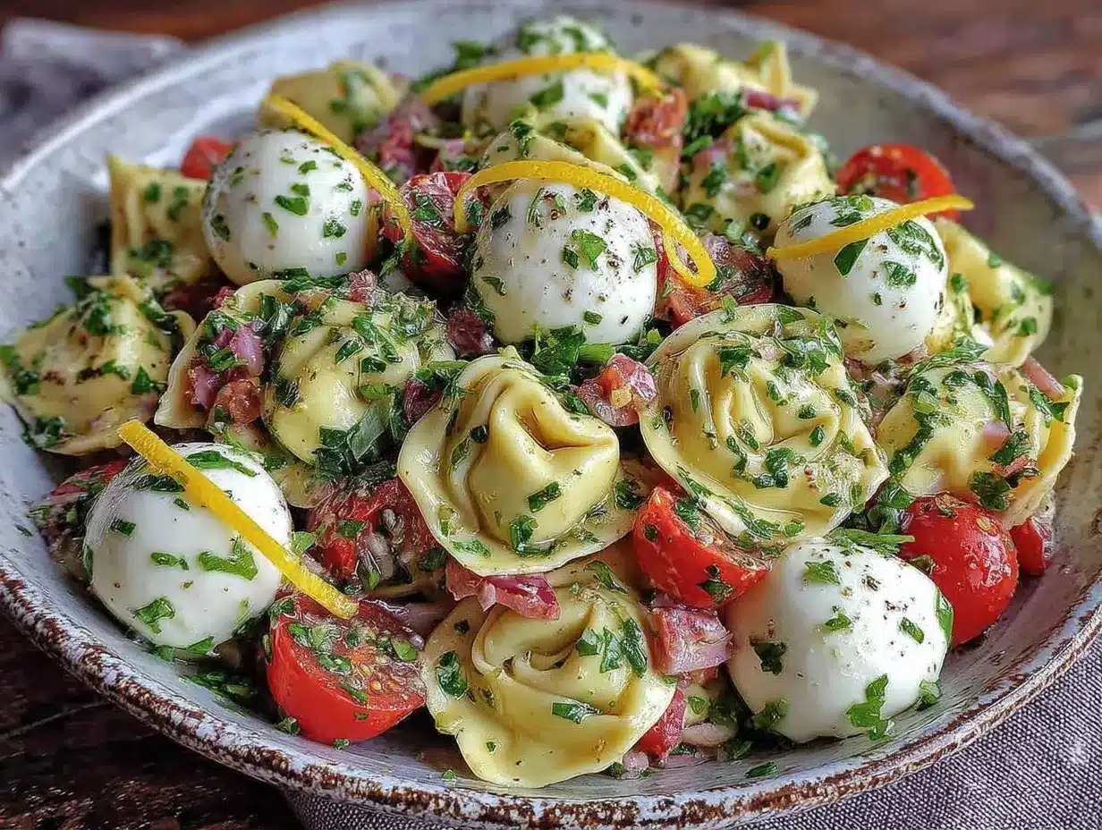 fresh lemon herb tortellini salad preparation steps