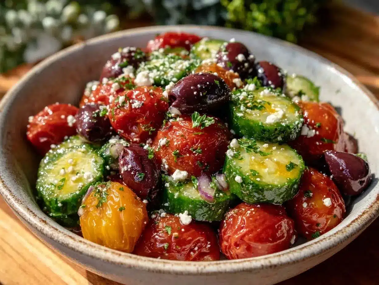 Fresh Mediterranean Cucumber Tomato Salad preparation steps