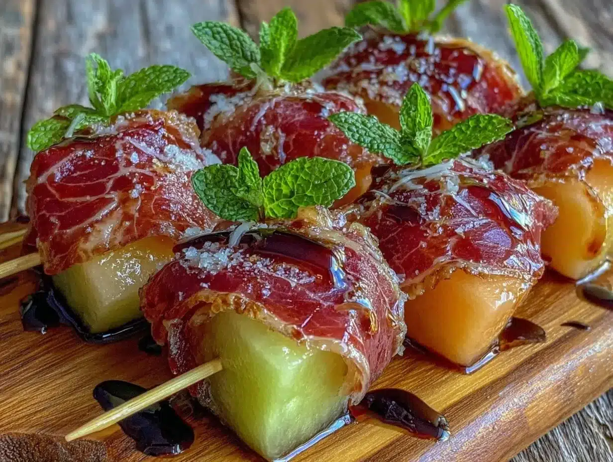 fresh melon and prosciutto skewers preparation steps