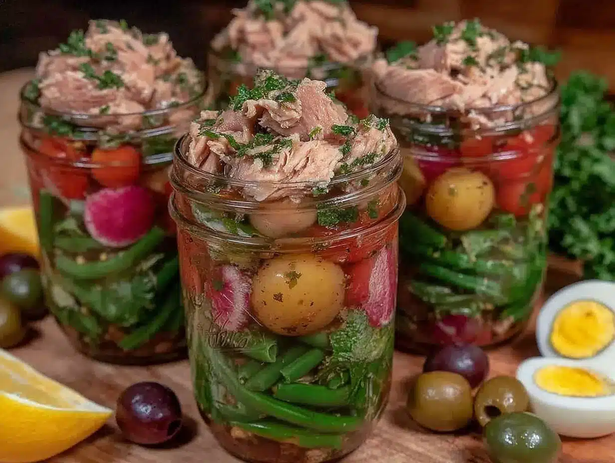 Fresh Nicoise Salad Jars preparation steps