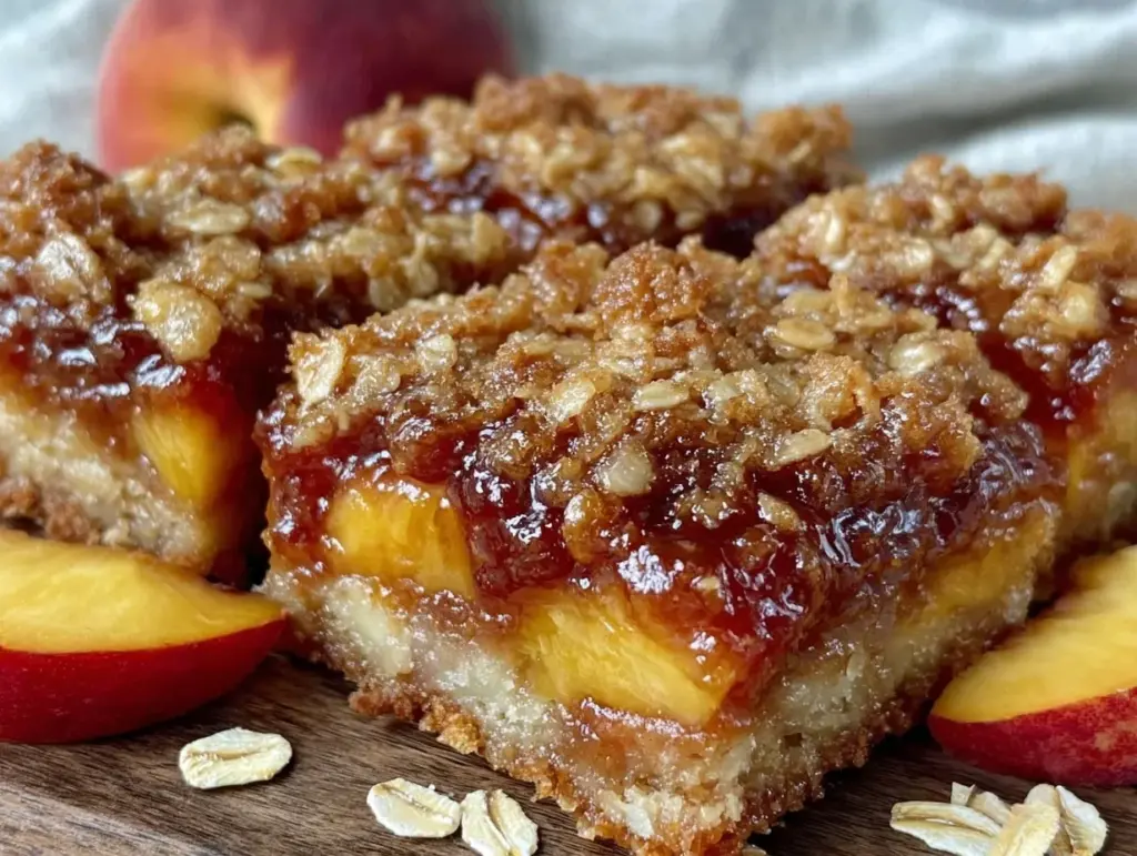 fresh peach cobbler bars - featured image