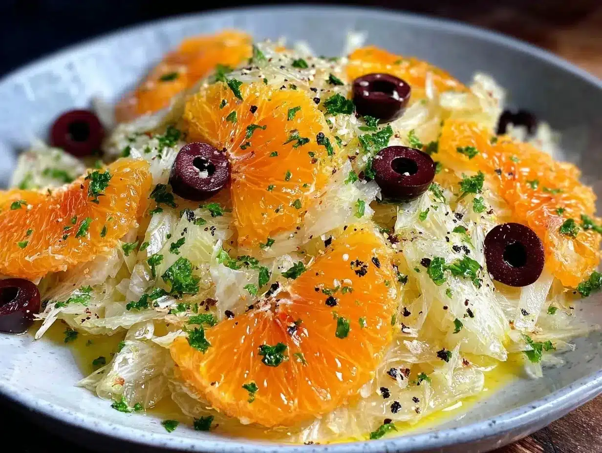 fresh shaved fennel and orange salad preparation steps