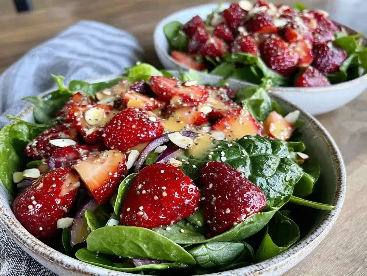 fresh strawberry spinach salad preparation steps