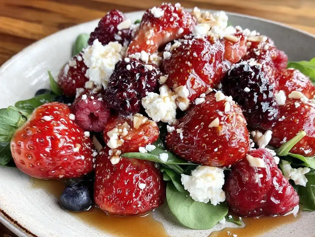 fresh summer berry and goat cheese salad preparation steps