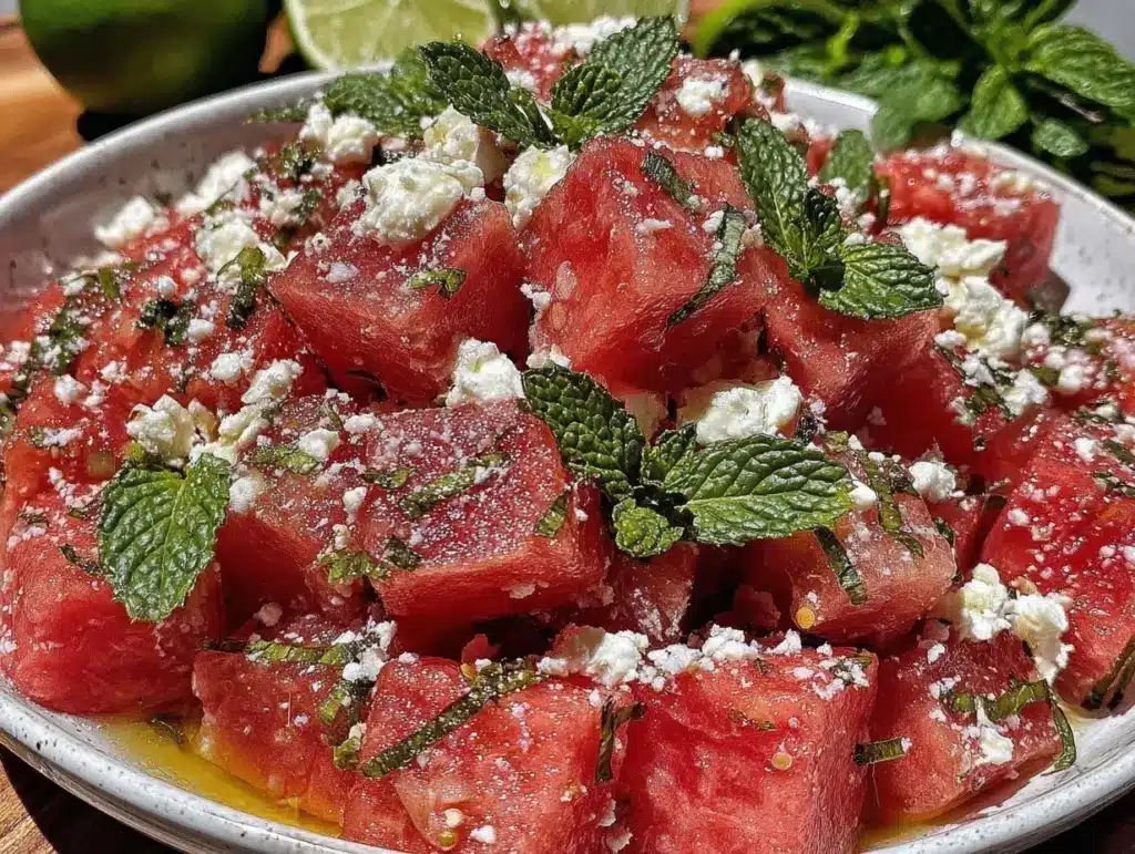 fresh watermelon feta salad - featured image