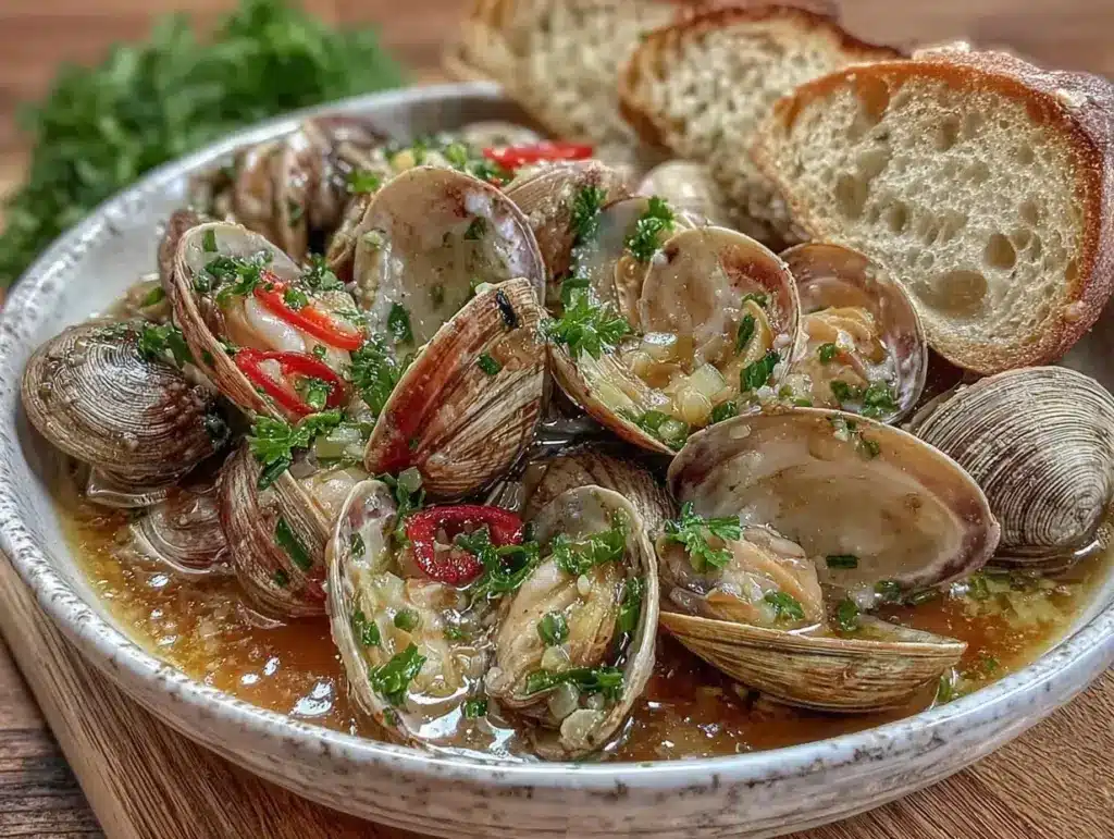 garlic white wine steamed clams - featured image