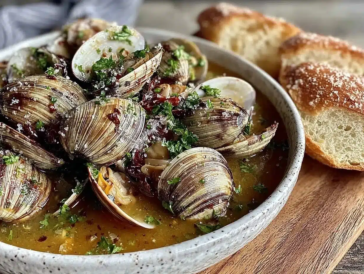garlic white wine steamed clams preparation steps