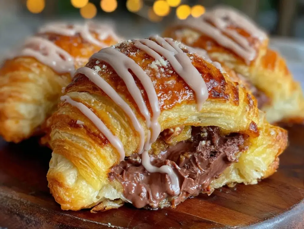 gooey chocolate hazelnut croissant bake - featured image
