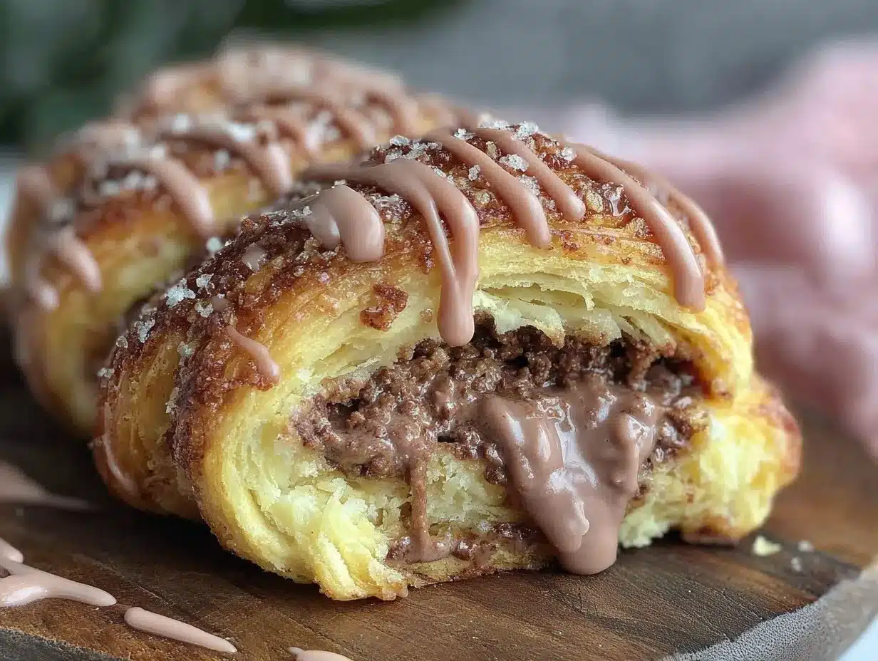 gooey chocolate hazelnut croissant bake preparation steps