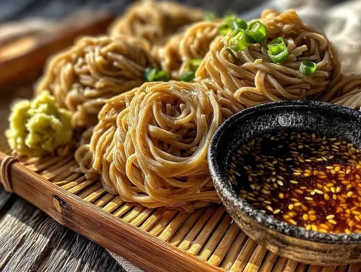 Japanese chilled soba noodles preparation steps